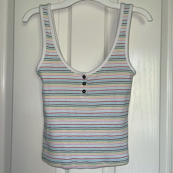 NWOT White Striped Tank - Picture 1 of 6